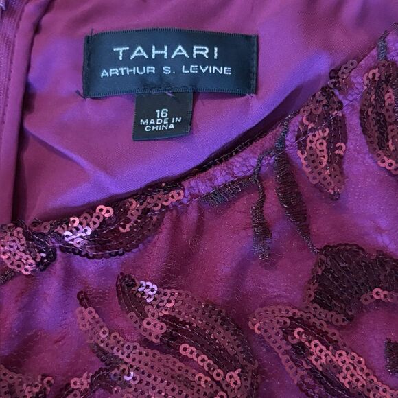 Tahari ASL Short Sleeve Sequin Lace Gown Maxi Dress Women’s Size 16 NEW Purple - Picture 8 of 12